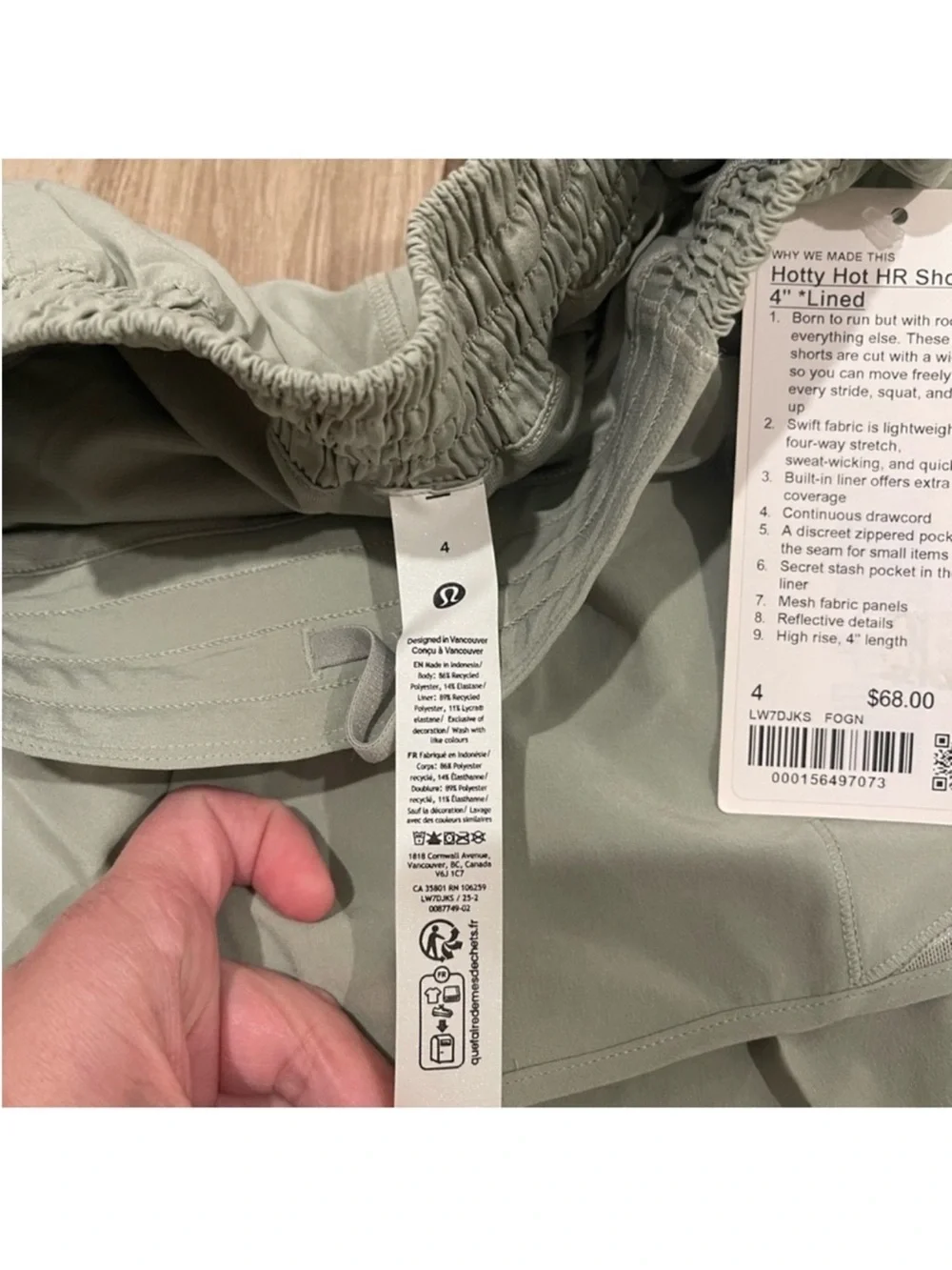 NWT Lululemon Hotty Hot High Rise Shorts Fog Green 4